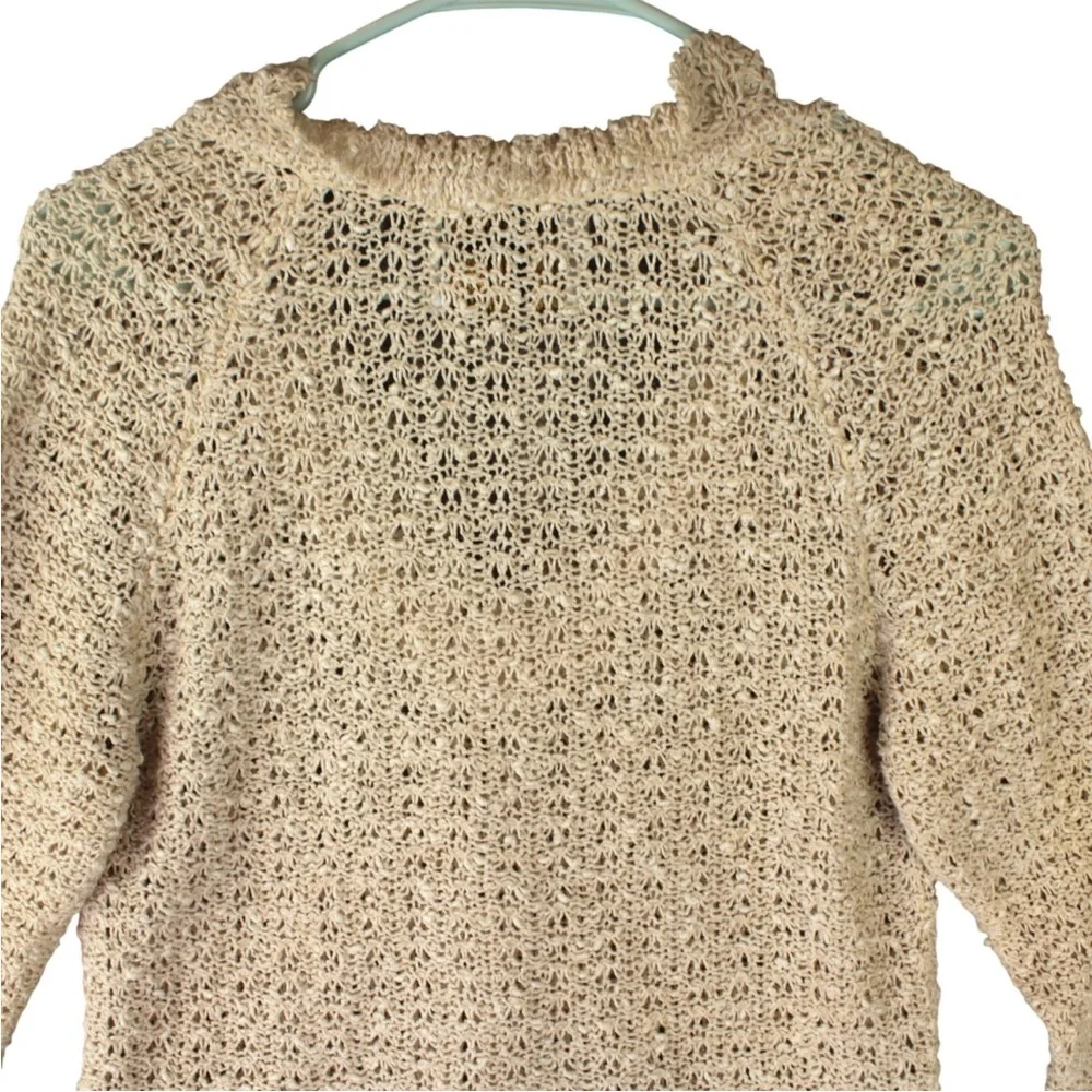 Vtg Pallas Original Hand Loomed Irish Linen Sweater Cottagecore Boho M V Neck